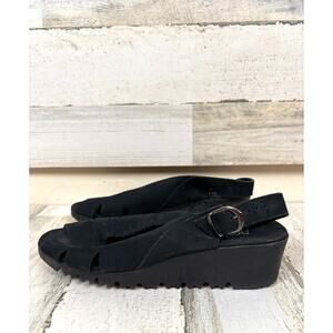 Arche Womens 6.5/ EU 37 black Suede Slingback Wedge Comfort Walking Sandals